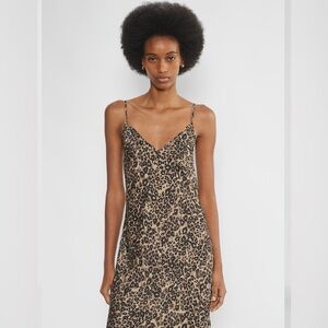 Wilfred Brown Leopard Midi Slip Dress NWT